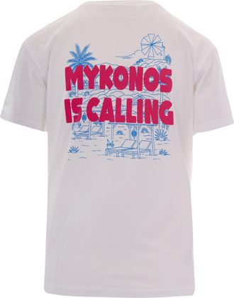 MC2 Saint Barth Womens T-Shirt Emilie Mykonos Calling White Cotton T-Shirts & Jerseys