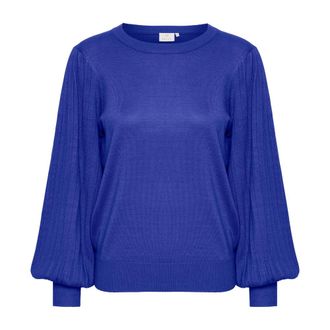 Kaffe Vrouwelijke Gebreide Trui Clematis Blauw - Dames - Ronde hals truien - Blauw - XL - Truien & Vesten