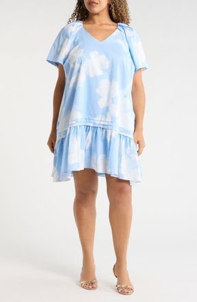 Sugarlips Afina Floral Seruma Shift Minidress in Babyblue-Multi at Nordstrom, Size 2 X