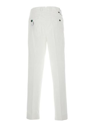 Pantaloni Torino Mens Trousers With Front Pleats, White Cotton