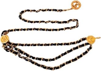 Chanel Pre-owned Multi-Row Chain Belt - Dames - Vintage Accessoires - Zwart - ONE Size - Leer - Vintage