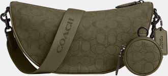 Coach Mens Hall Soft Sling Bag In Signature Jacquard - Green - One Size