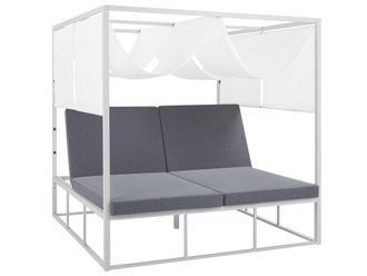 Beliani Cama de exterior metal blanco