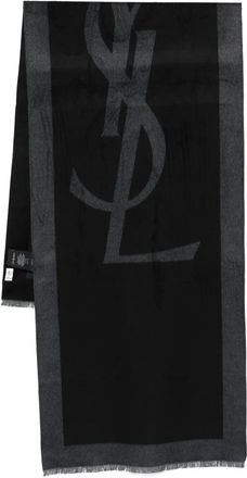 Saint Laurent Sjaal met logo-jacquard - Zwart