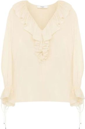 Chlo&eacute; TOP H26 - Dames - Blouses - Wit - M - Overhemden