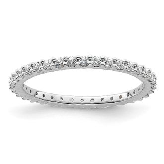 Diamond2Deal 14k White Gold Polished Shared Prong 1/2 Ct Diamond Eternity Band Ring