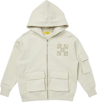 Off-white Arrow Cargo Zip Up Top - male - Off White - Kids Sweatshirts - Beige - 14 Y - Kids