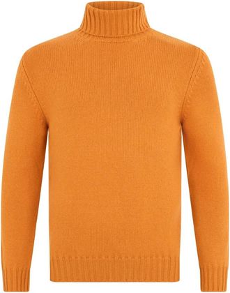 Fedeli Trui met col - Heren - Coltruien - Oranje - XL - Kasjmier - Truien & Vesten