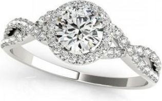 Allurez Twisted Round Diamond Engagement Ring 14k White Gold (0.50ct)