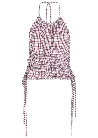 Liberowe Lina Checked Cotton-poplin top - Red And White - S (UK8-10 / S)