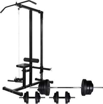 vidaXL M&aacute;quina Musculaci&oacute;n Power Tower Con Pesas Y Mancuernas 60,5 Kg Vidaxl