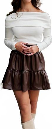 THML Clothing Out Beauty Faux Leather Skirt In Brown