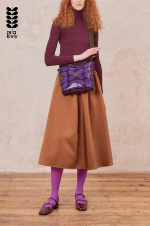 Orla Kiely Womens Purple Retro Stem Print Crossbody Bag With Front Pocket - One Size