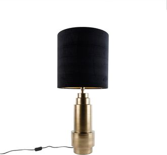 QAZQA Lámpara de mesa terciopelo negro dorado 40 cm