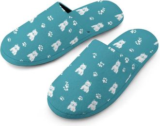Generic Westie Dog Mens Slippers Warm Non-Slip Houes Shose Spa Slipper for Home Bedroom