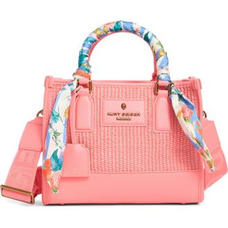 Kurt Geiger Small Chiswick Raffia Tote in Open Pink at Nordstrom Rack