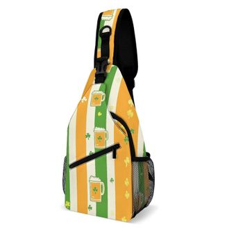 Generic St Day And Patricks Beer Mug Unisex Shoulder Bags Casual Crossbody Chest Bag Sling Backpack for Hiking Cycling Travel