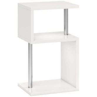 HOMCOM Mesa auxiliar 44x38x75 cm blanco brillante