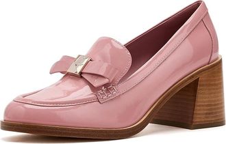 Kate Spade New York Deco Bow Patent Leather Heeled Loafers Womens Shoes Barre Pink : 10.5 M