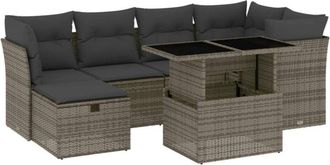 vidaXL Set De Sof&aacute;s De Jard&iacute;n 7 Pzas Con Cojines Rat&aacute;n Sint&eacute;tico Gris Vidaxl