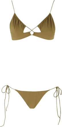 Amazu&igrave;n Green Kaiss Cut-Out Adjustable Polyamide-Blend Bikini