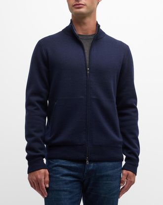 Neiman Marcus Men & apos;s Double-Knit Wool Full-Zip Jacket