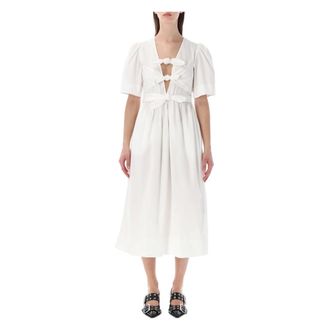 Ganni Midi Dresses, female, White, Size: XS Tie Strap Midi Dress