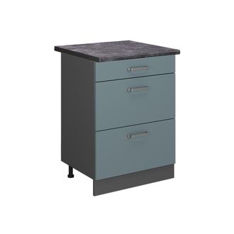 Vicco Mueble Bajo De Cocina R-line, Gris Azulado, 60 Cm Con Cajones, Et Antracita Vicco