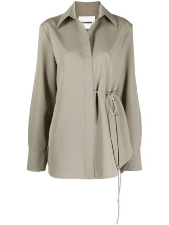 Jil Sander self-tie wool shirt - Green