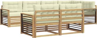 vidaXL Conjunto De Sof&aacute;s De Exterior 7 Uds. Blanco Y Crema Poli&eacute;ster Vidaxl