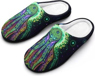 Generic Evil God Glowing Mens House Slippers Memory Foam Washable Cotton Slip on Home Shoes