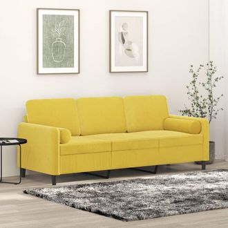 vidaXL Sof&aacute; De 3 Plazas Con Cojines Terciopelo Amarillo 180 Cm Vidaxl