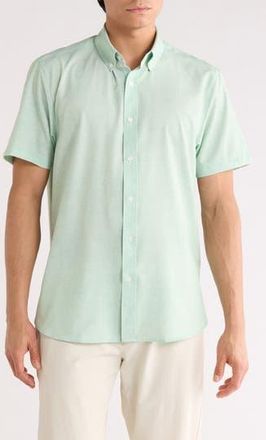 ConStruct Slim Fit Short Sleeve Button-Down Shirt in Green at Nordstrom Rack, Size Xx-Large