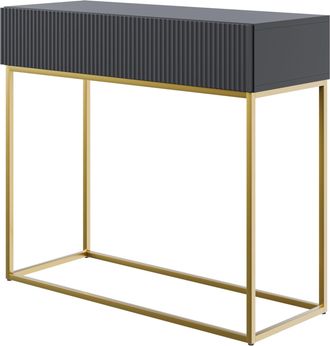 Selsey Selsey Veldio - Mesa Consola Con Caj&oacute;n, Negra Con Patas De Metal Dorado, 90 Cm