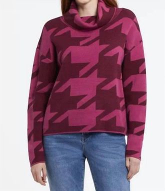 Tribal Idina Intarsia Knit Cowl Neck Sweater In Rubywine