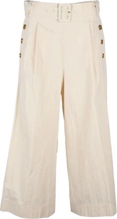 Twin-Set Cropped Wide Leg Trousers - White
