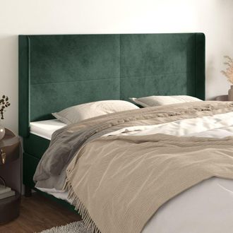 vidaXL Cabecero Con Orejas De Terciopelo Verde Oscuro 203x16x118/128cm Vidaxl