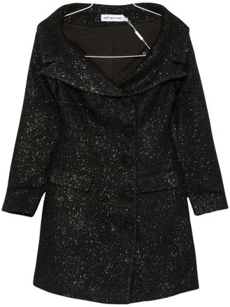 Self Portrait Black Off-the-Shoulder Boucle Mini Dress