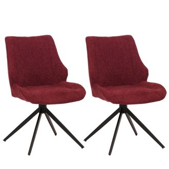 Hhg Nunca Usado] Lote De 2 Sillas De Comedor Hhg 026, Silla De Cocina, Giratoria Con Retorno Autom&aacute;tico, Tela/textil Chenilla (320 G/m&sup2;) Oeko-tex, Burdeos