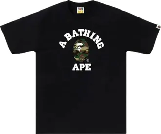 A Bathing Ape Woodland Camo College T-Shirt Black Green 1M30110031-BLACK-GREEN