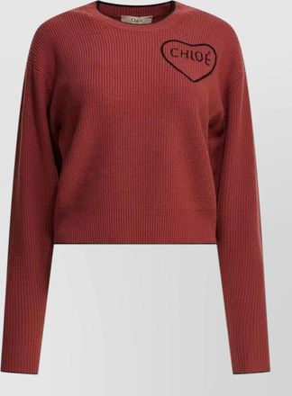 Chlo&eacute; cashmere wool ribbed cropped crew-neck sweater