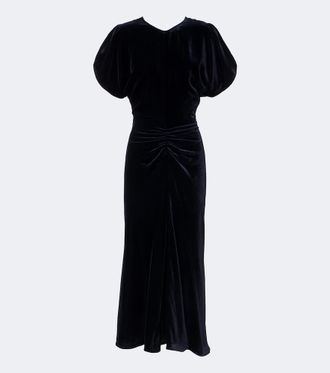 Victoria Beckham Vestido midi Bela de terciopelo fruncido
