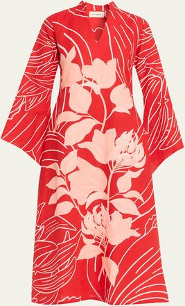Verandah Wild Tulip Linen-Cotton Tunic