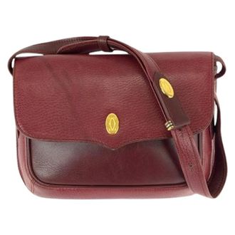 Cartier Pre-owned Cross Body Bags, female, Red, Size: ONE SIZE Pre-owned Must Line Leather Shoulder Bag