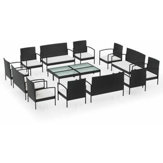 vidaXL 16 Pcs Garden Lounge Juego Con Coj&iacute;n De Pozo De Terciopelo
