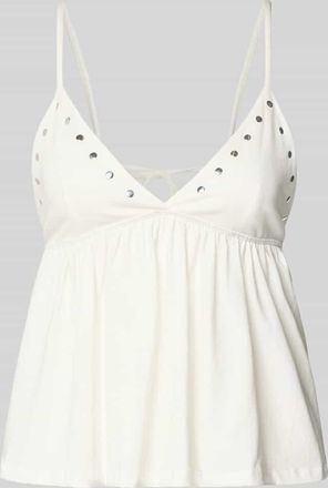 Gina Tricot Tr&auml;gertop mit V-Ausschnitt und Nieten in Offwhite, Gr&ouml;&szlig;e XS
