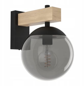 Eglo Eglo Iluminaci&oacute;n Aplique Exterior Bufalata Con Globo Ahumado Y Base Madera, E27, Ip44