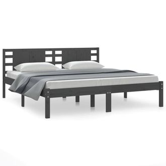 Berkfield Home Bed Frame Grey Solid Wood Pine 200x200 cm