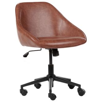Beliani Beliani - Silla De Oficina De Piel Sint&eacute;tica Elegante Funci&oacute;n Giratoria Ajustable Patas De Metal Marr&oacute;n Bardsdale