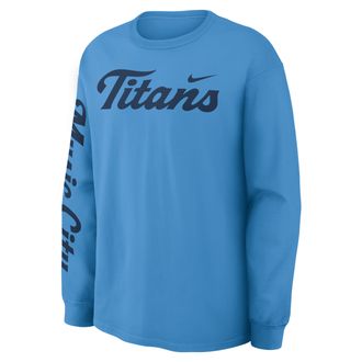Nike Tennessee Titans Rivalries Collection Max90 Nike Mens NFL Long-Sleeve T-Shirt in Blue | 04T94AI9V-45K
